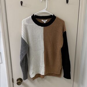 Time and Tru Colorblock Sweater - Black, White, Brown, Gray